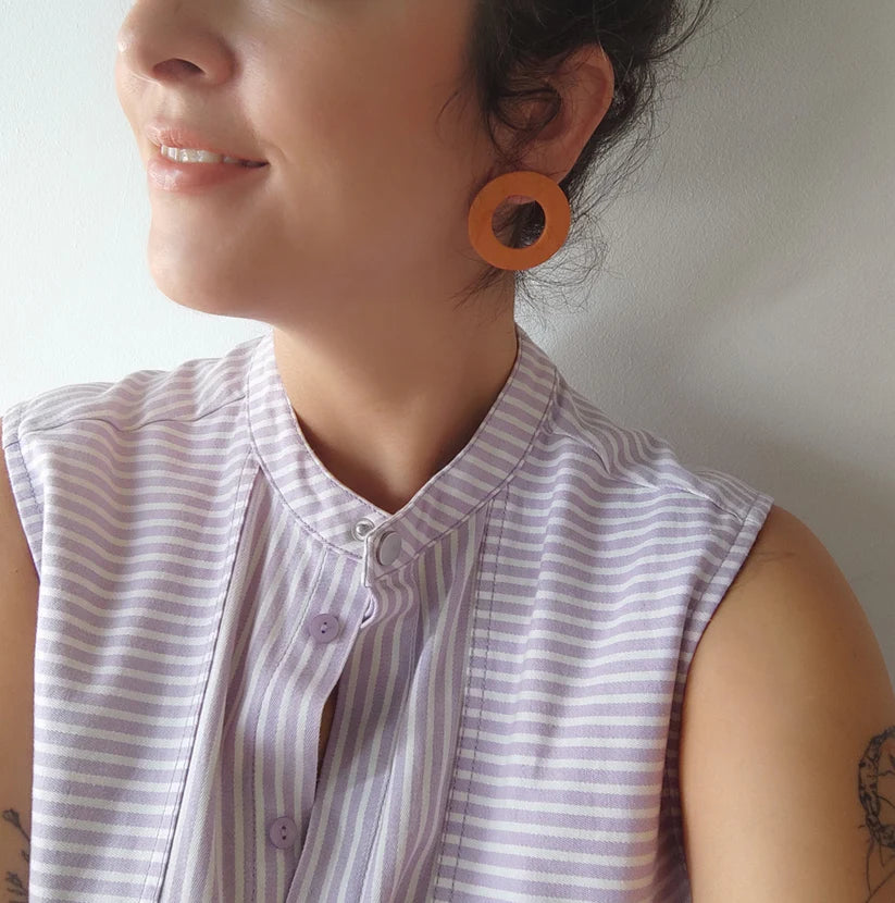DORA - Boucles d'oreilles en forme de cercle de couleur cuivre métallisé